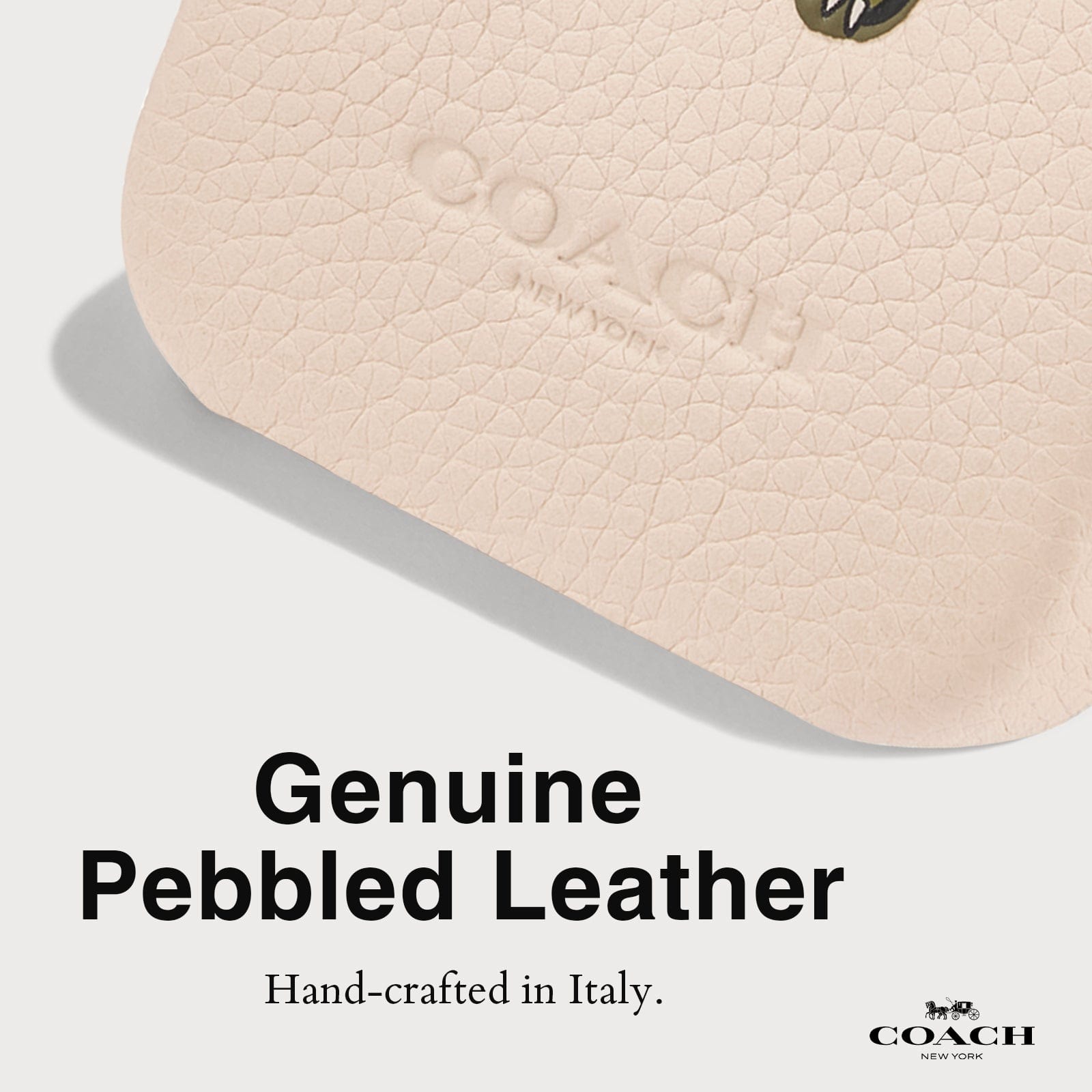 GENUINE PEBBLED LEATHER. HAND-CRAFTED IN ITALY