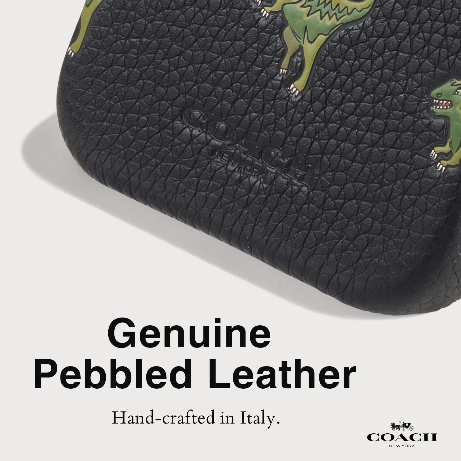 GENUINE PEBBLED LEATHER. HAND-CRAFTED IN ITALY