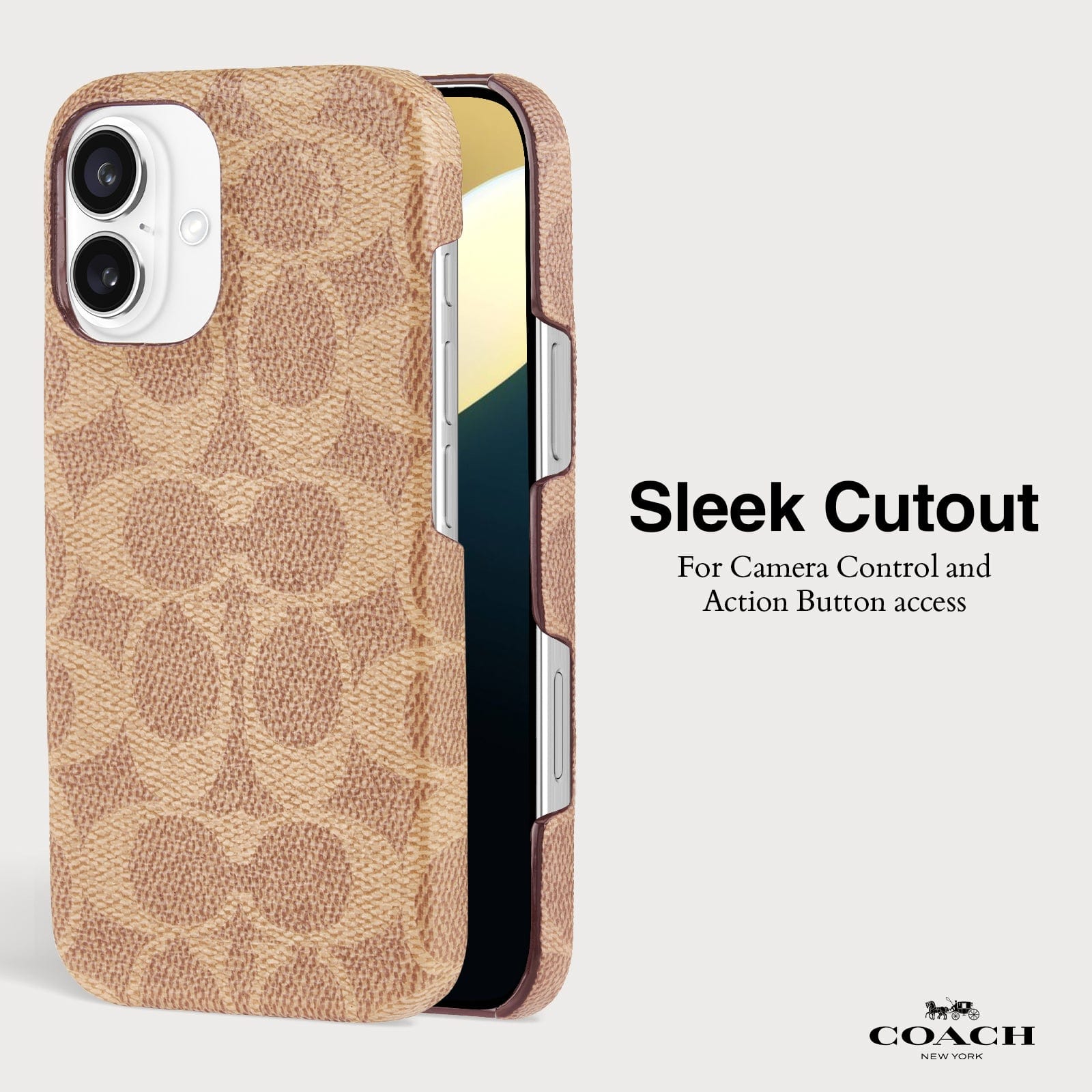 SLEEK CUTOUT FOR CAMERA CONTROL AND ACTION BUTTON ACCESS 