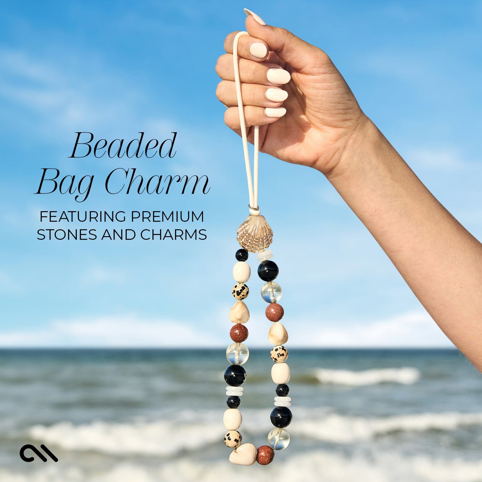 BEADED BAG CHARM FEATURING PREMIUM STONES AND CHARMS #color_calico stone
