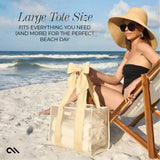 LARGE TOTE SIZE FITS EVERYTHING YOU NEED AND MORE FOR THE PERFECT BEACH DAY #color_ecru raffia bow
