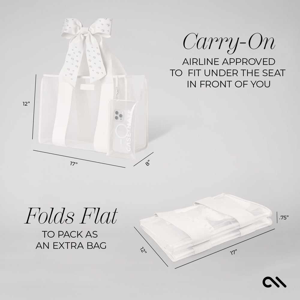 CARRY ON AIRLINE APPROVED TO FIT UNDER THE SEAT IN FRONT OF YOU. #color_ivory pearl bow