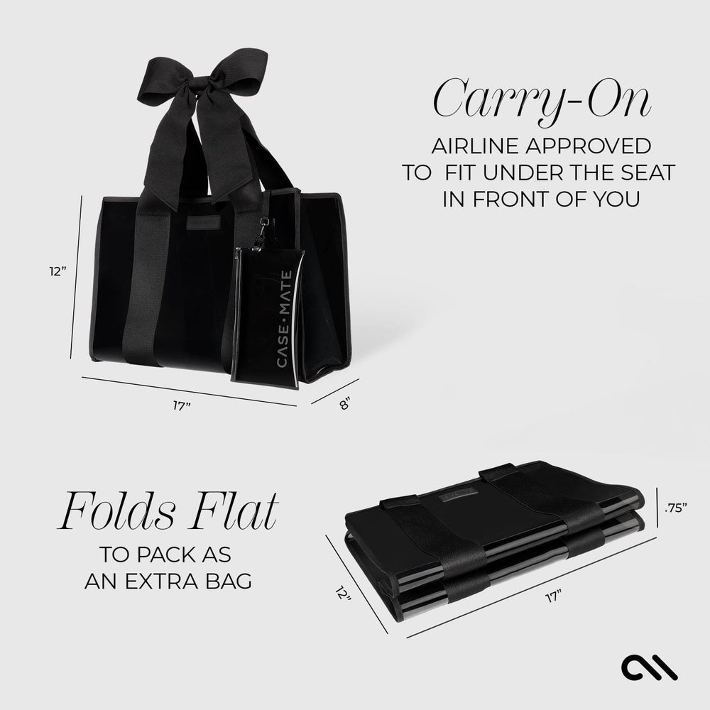 CARRY-ON AIRLINE APPROVED TO FIT UNDER YOUR SEAT. FOLDS FLAT TO PACK AS AN EXTRA BAG #color_midnight black bow