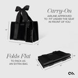 CARRY-ON AIRLINE APPROVED TO FIT UNDER YOUR SEAT. FOLDS FLAT TO PACK AS AN EXTRA BAG #color_midnight black bow
