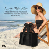 LARGE TOTE SIZE FITS EVERYTHING YOU NEED FOR THE PERFECT BEACH DAY #color_midnight black bow