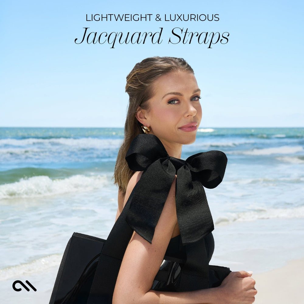 LIGHTWEIGHT AND LUXURIOUS JACQUARD STRAPS #color_midnight black bow