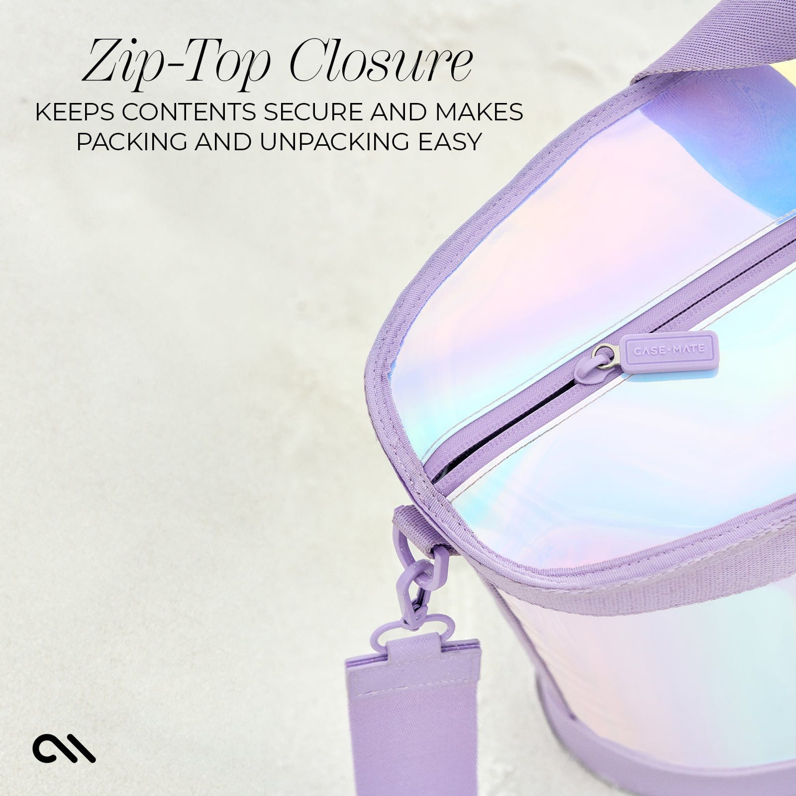 ZIP TOP CLOSURE KEEPS CONTENTS SECURE AND MAKES PACKING AND UNPACKING EASY