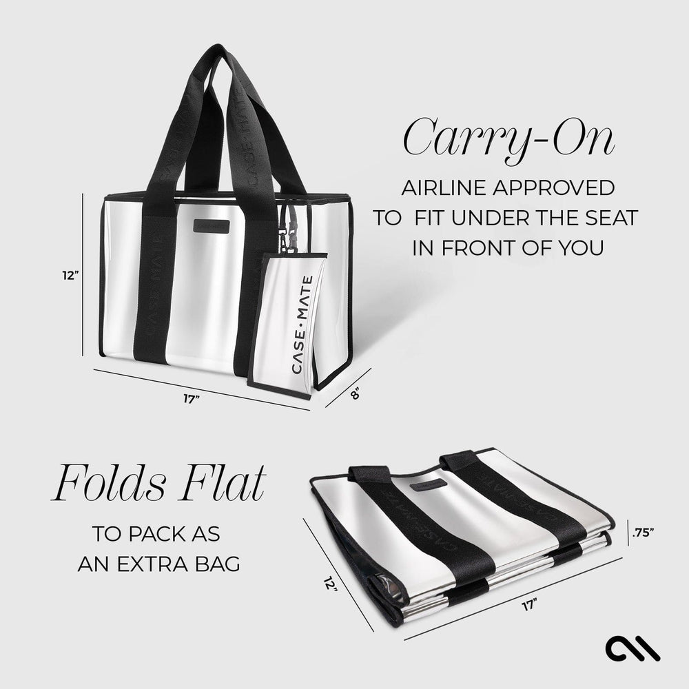 CARRY-ON AIRLINE APPROVED TO FIT UNDER THE SEAT IN FRONT OF YOU. FOLDS FLAT TO PACK AS AN EXTRA BAG. #color_silver chrome
