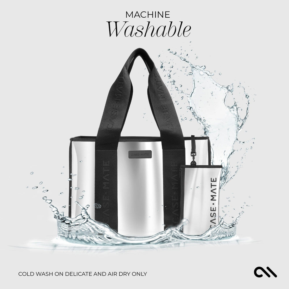 MACHINE WASHABLE. COLD WASH ON DELICATE AND AIR DRY ONLY. #color_silver chrome