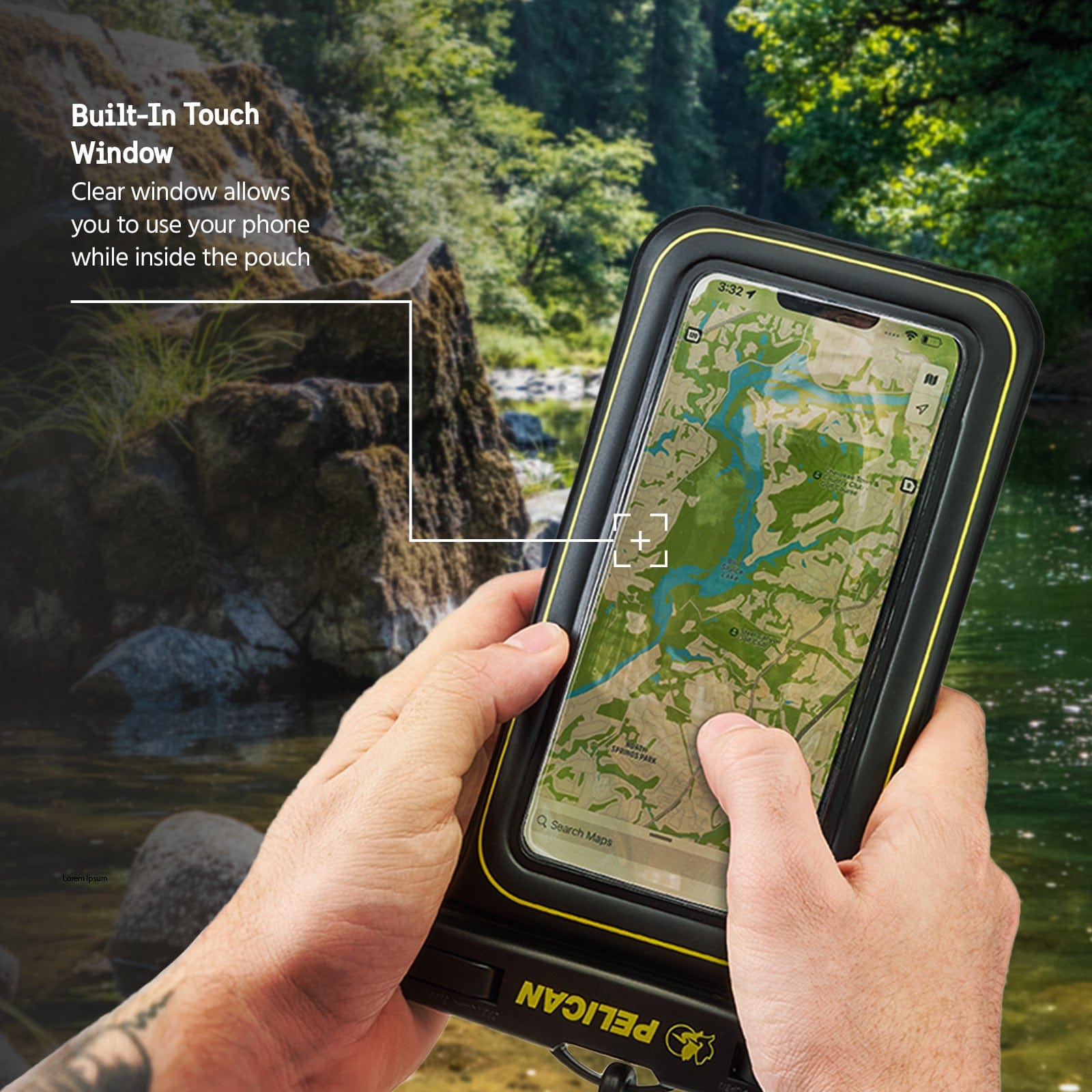 Built-In Touch Window. Clear window allows you to use your phone while inside the pouch.