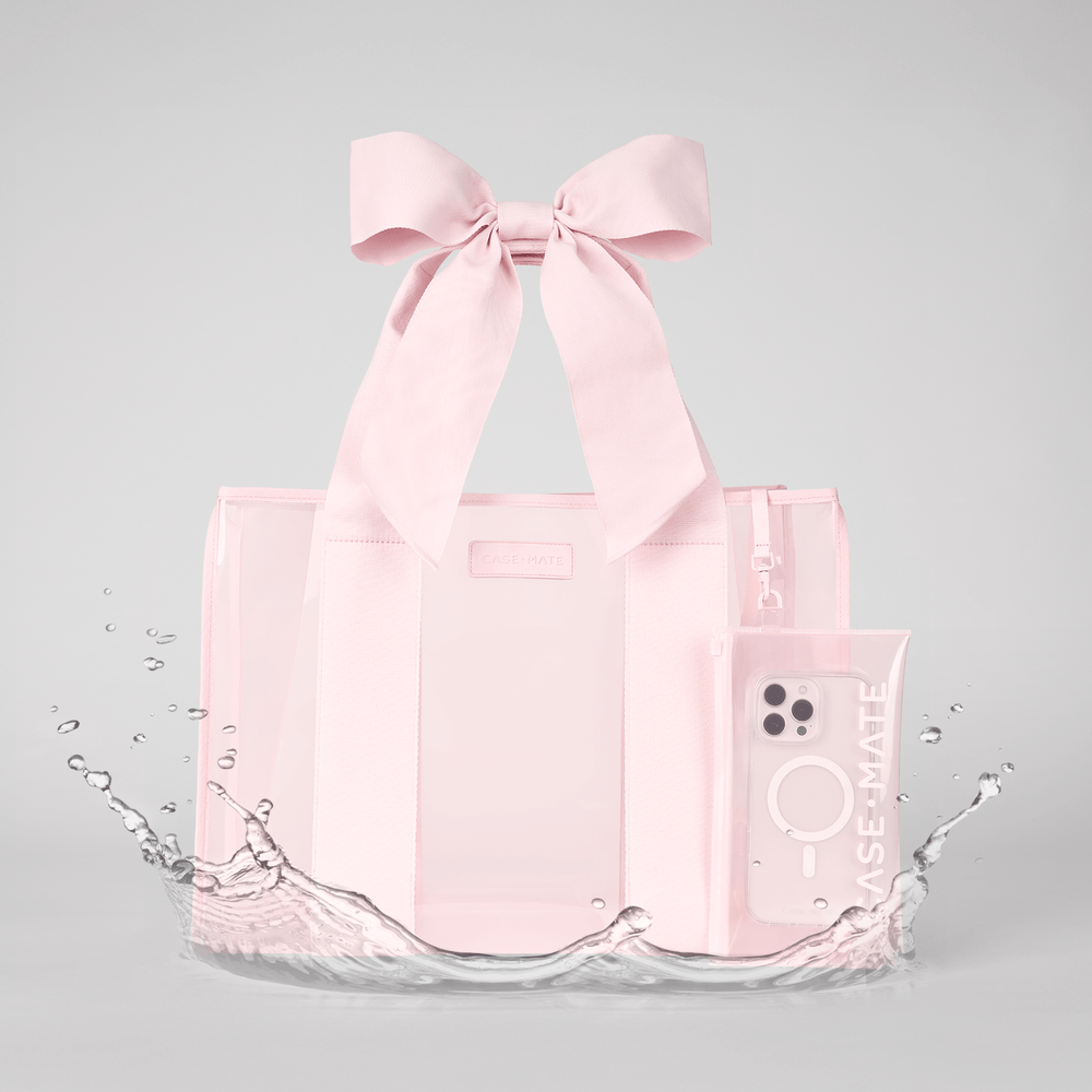 Special Edition Bow Beach Tote With Phone Pouch #color_ballet pink bow