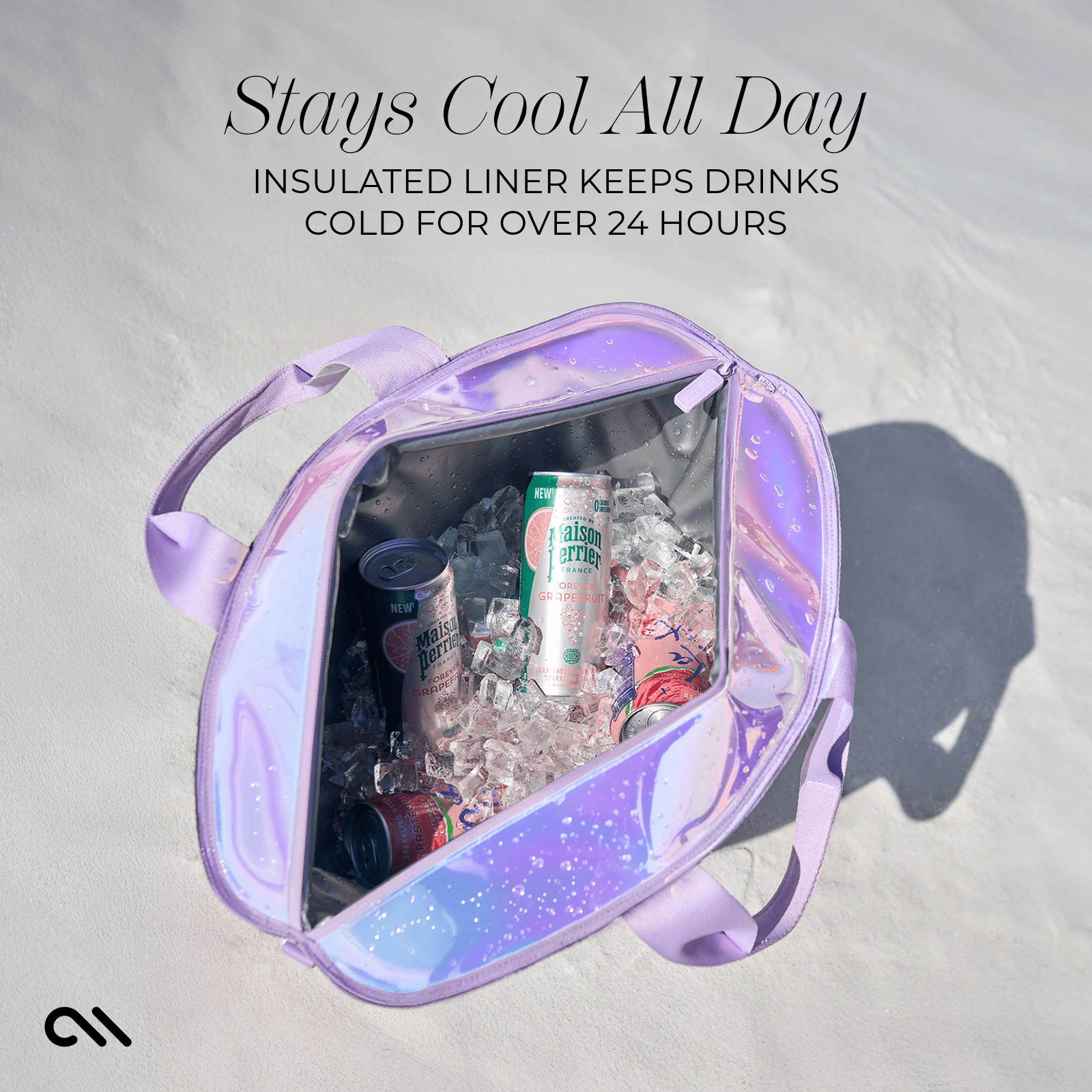 STAYS COOL ALL DAY. INSULATED LINER KEEPS DRINKS COLD FOR OVER 24 HOURS