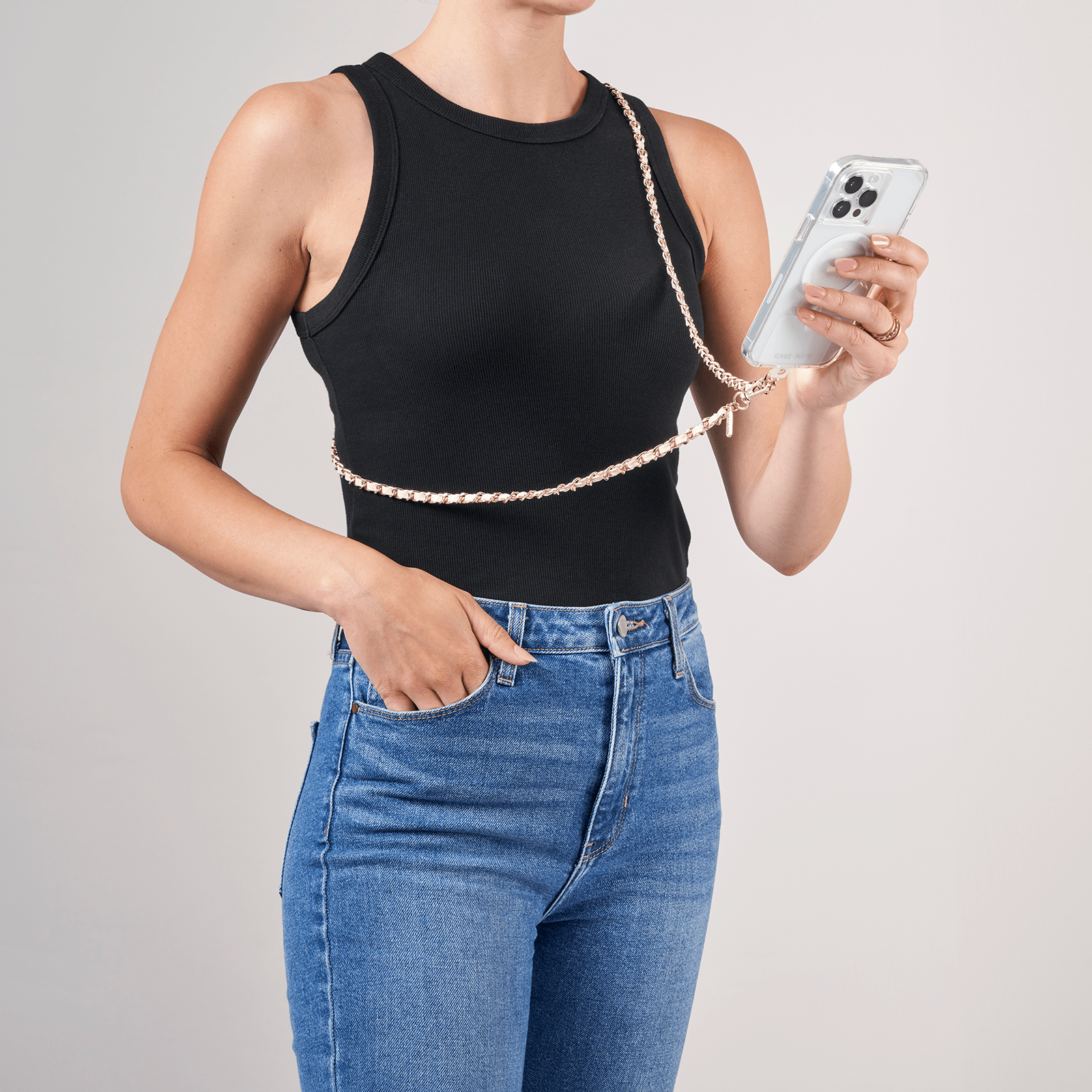 Gold Chain/Tan Leather Phone Crossbody